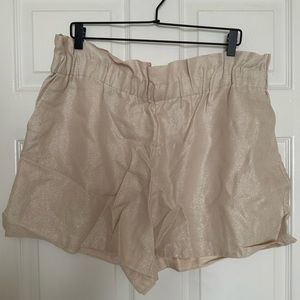 Express Gold Shimmer Linen Shorts